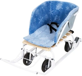 Сиденье для санок Nika СС2-4/Г снежинки на голубом