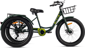 Велосипед трехколесный SITIS CARGO рикша FAT 24" (2025) Black-Green